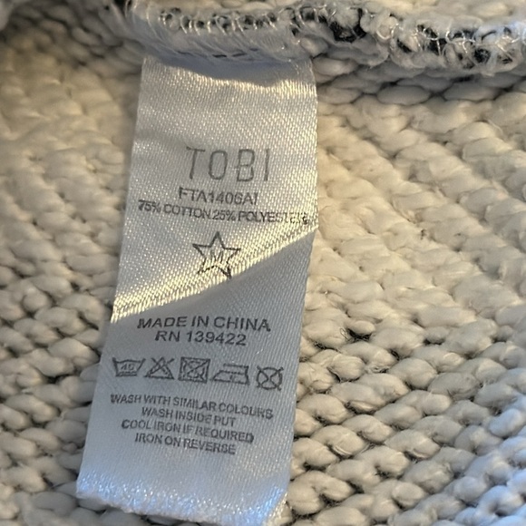 TOBI ivory black cotton blend sleeveless cropped top Sz M - Picture 6 of 7